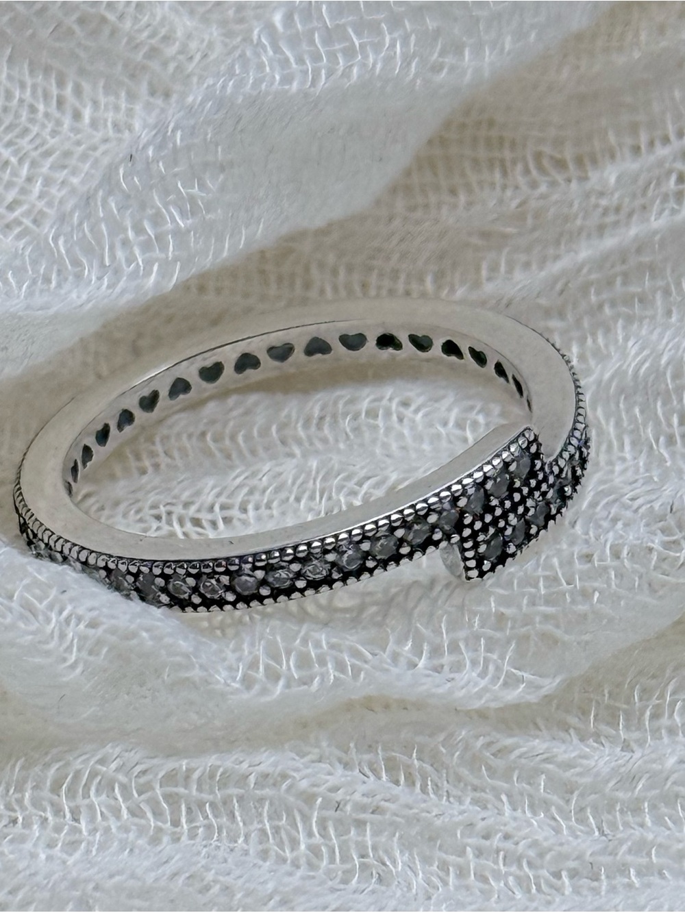 925 Sterling Silver Black Marcasite Pavé ring, Size 8